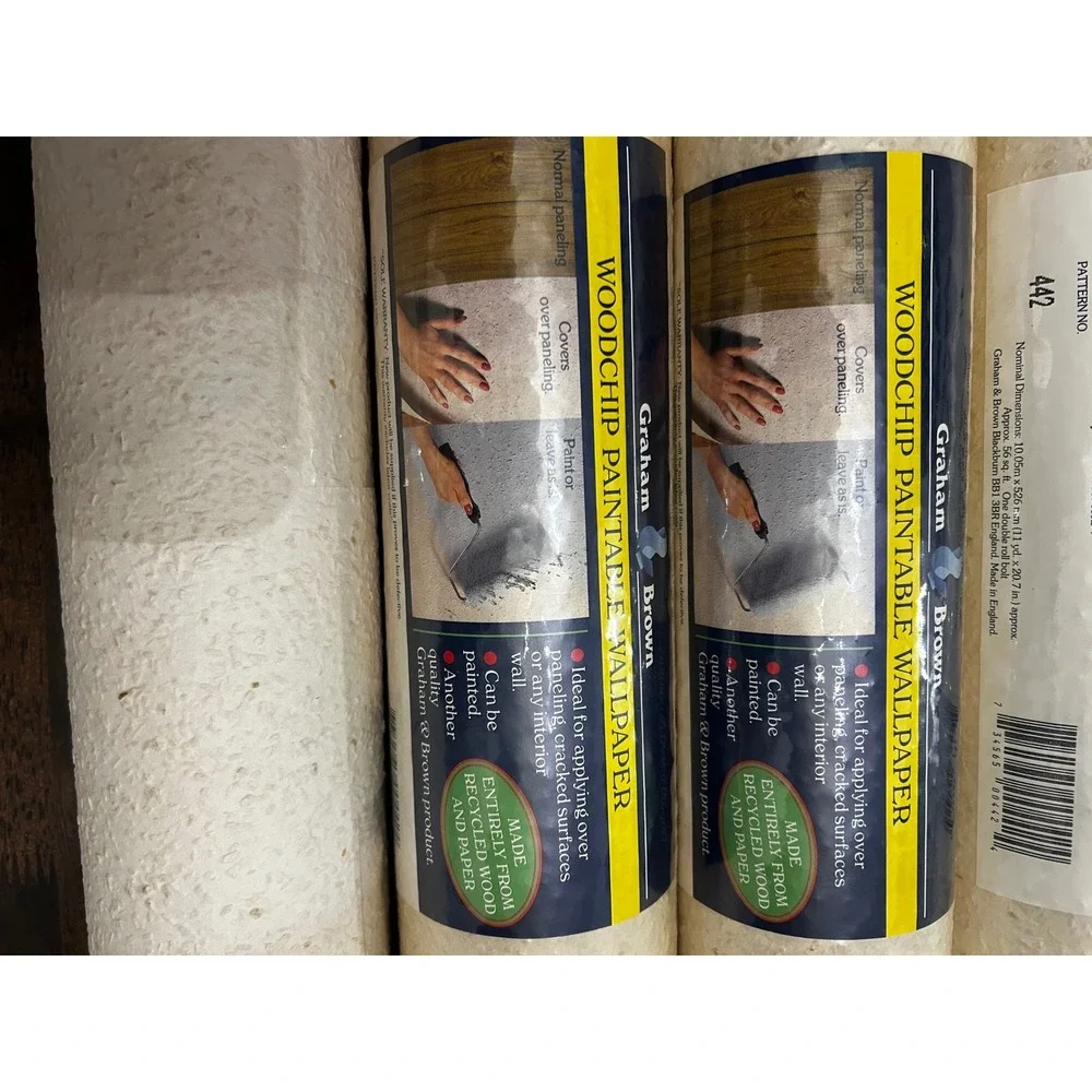 Graham & Brown Woodchip Paintable Wallpaper Pattern 442 Recycled Wood 5 Rolls